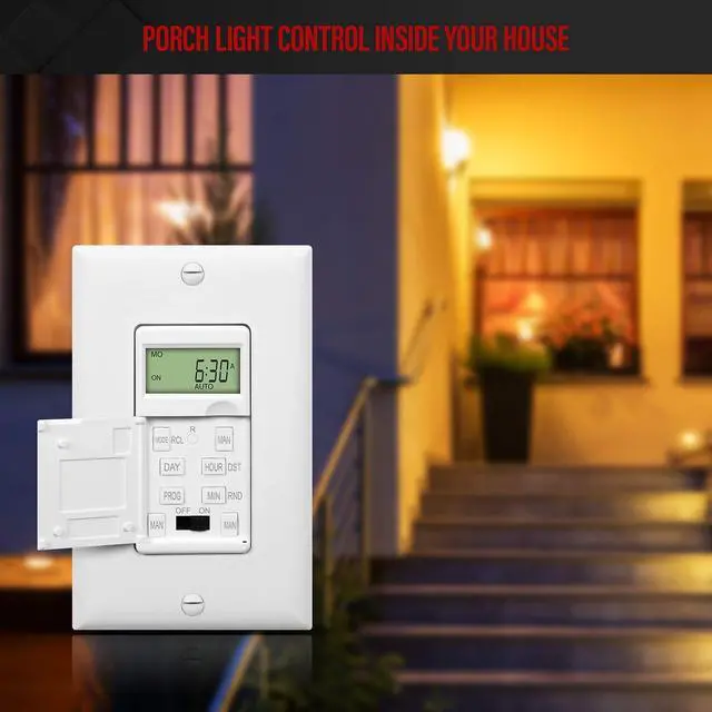 Alt view image 5 of 7 - - HET01-C-W Programmable Digital Timer Switch for Lights, Fans, Motors, 7-Day18 ON/OFF Timer Settings, Single Pole, Neutral Wire Required, UL Listed, HET01-C, White