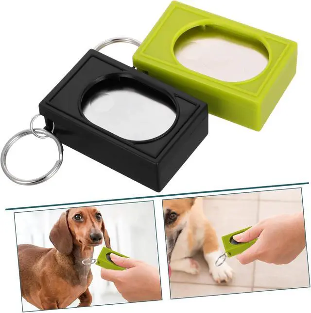 Alt view image 2 of 7 - 2pcs Portable Square Box Training Clicker Puppy Clicker Trainer for Dogs Cats Birds Lizards Fish Aid for Indoor Use (Black+Green)