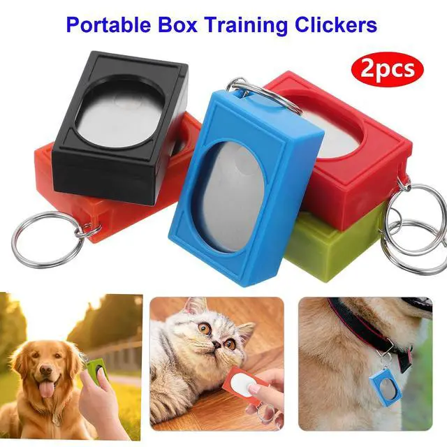 Alt view image 7 of 7 - 2pcs Portable Square Box Training Clicker Puppy Clicker Trainer for Dogs Cats Birds Lizards Fish Aid for Indoor Use (Black+Green)