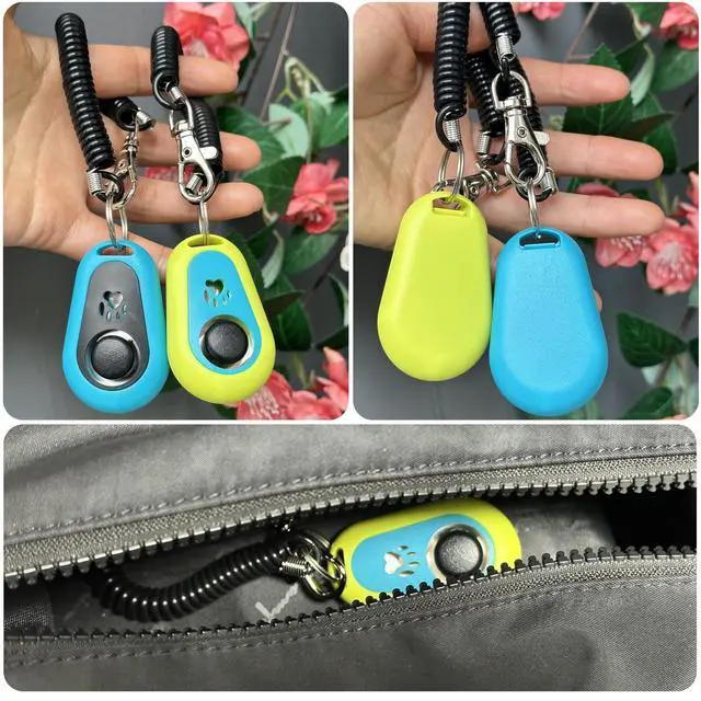 Alt view image 2 of 7 - Pet Training Clicker with Strap for Dogs/Cats/Horses/Birds or Other Animals - Clickers for Training (Blue + Green)