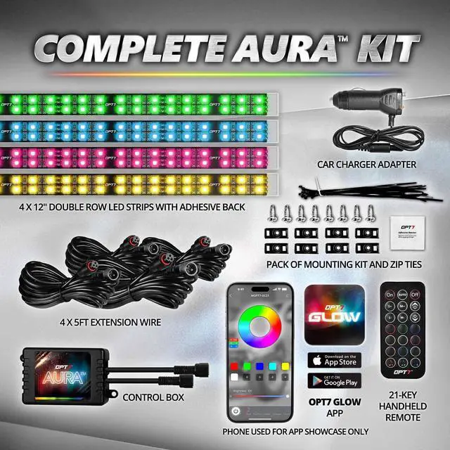 Alt view image 6 of 7 - Aura Pro Double Glow Interior Sports Car Lights with App & Remote