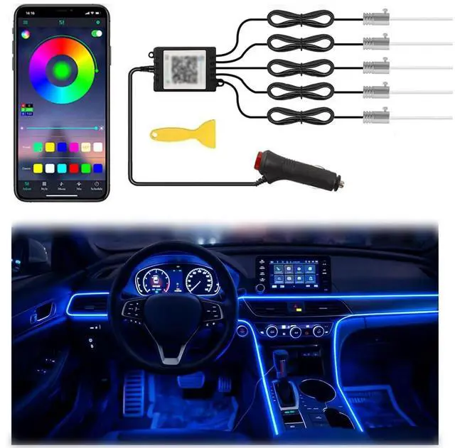 Main image of Interior Car LED Lights, 5 in 1 RGB Car Ambient Lighting Kit, APP Control