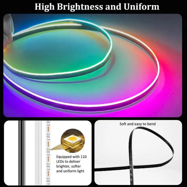 Alt view image 3 of 7 - 43.3inch Interior Car Lights Strip, Dynamic Dreamcolor Chasing App Control Music Sync USB Powered RGB Acrylic LED Ambient Lighting Kit for Car Trucks SUV