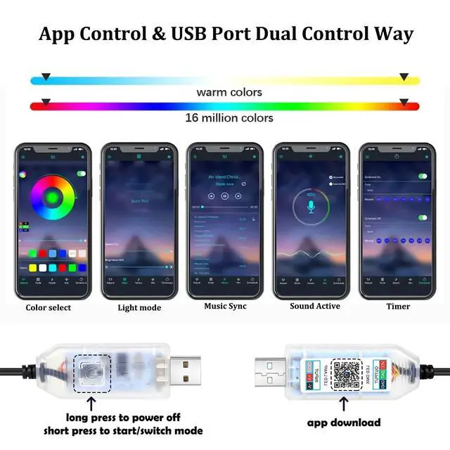 Alt view image 5 of 7 - 43.3inch Interior Car Lights Strip, Dynamic Dreamcolor Chasing App Control Music Sync USB Powered RGB Acrylic LED Ambient Lighting Kit for Car Trucks SUV