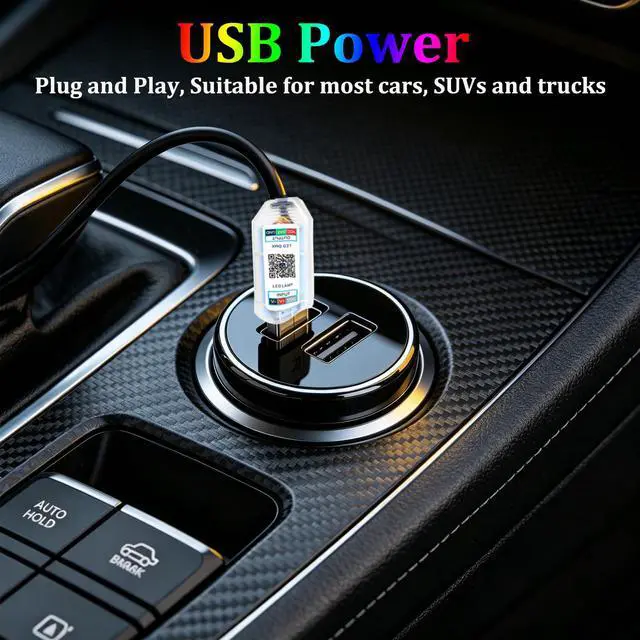 Alt view image 7 of 7 - 43.3inch Interior Car Lights Strip, Dynamic Dreamcolor Chasing App Control Music Sync USB Powered RGB Acrylic LED Ambient Lighting Kit for Car Trucks SUV