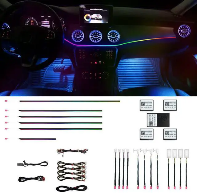 Main image of Car Interior Ambient Lights,18 in 1 128 Colorful LED Acrylic Fiber Optic Strip,Universal Multiple Modes Decoration Atmosphere with Music Sync Rhythm,APP Control,RGB Neon Lighting for All Cars