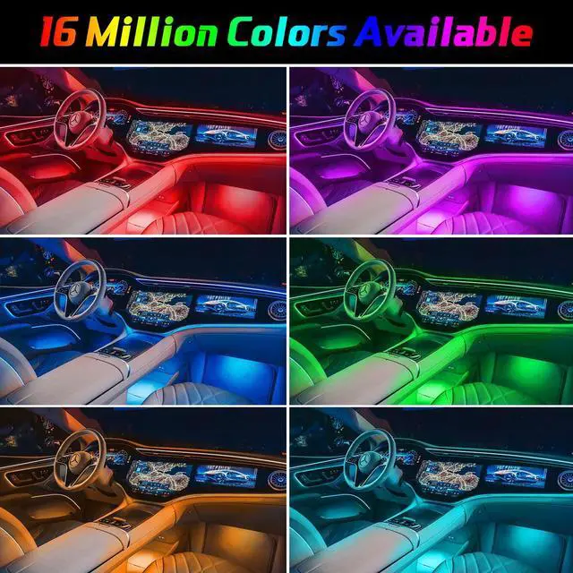 Alt view image 3 of 6 - Car LED Lights Interior Light, 10 in 1 Car Ambient Lighting Kits with 315in Fiber Optic, APP Control, Car Accessories Multicolor RGB Neon Car LED Strip Lights with Music Sync Mode and DIY Mode