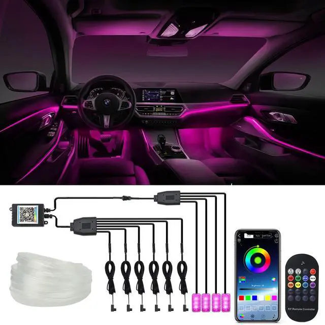 Main image of Car LED Lights Interior Light, 10 in 1 Car Ambient Lighting Kits with 315in Fiber Optic, APP Control, Car Accessories Multicolor RGB Neon Car LED Strip Lights with Music Sync Mode and DIY Mode