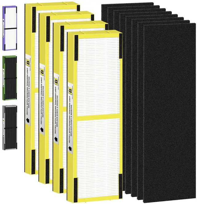 Main image of FLT4825 HEPA Filter B Replacement Compatible with G-Guardian Air Purifiers AC4825 AC4825E AC4825W AC4300 AC4800 AC4900 AC4850,4 H13 True HEPA Filters+8 Carbon Pre-Filters