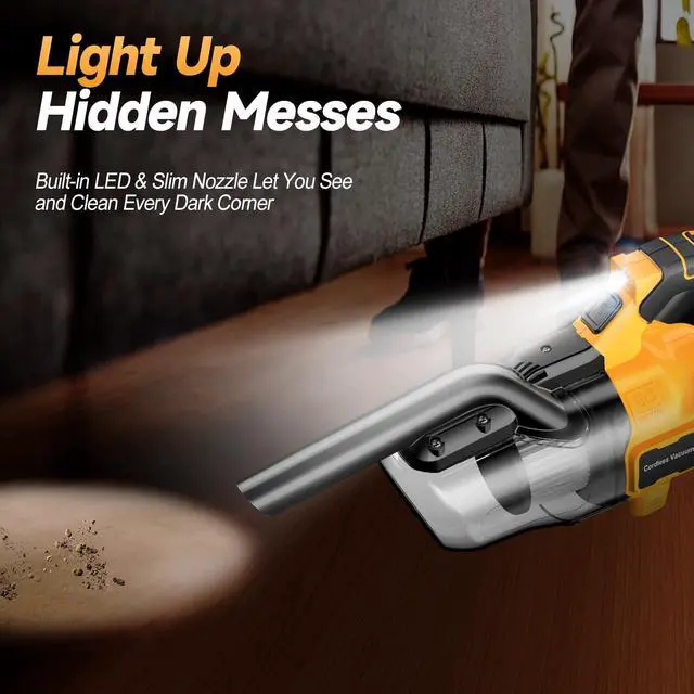 Alt view image 4 of 7 - Cordless Handheld Vacuum Cleaner Compatible with DeWalt 20V Battery