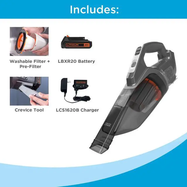 Alt view image 7 of 7 - 20V dustbuster Small Vacuum Cleaner Portable Vacuum Hand Held Cordless for Home and Car, Includes Rechargeable Battery (BCHV001C1)