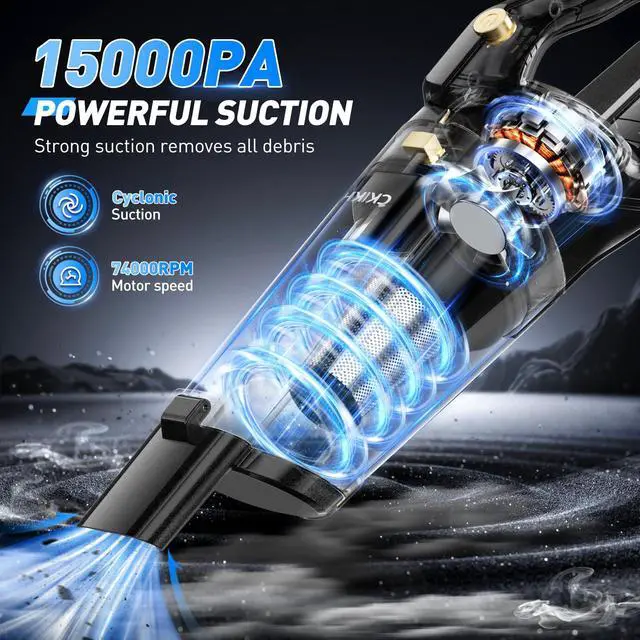 Alt view image 2 of 7 - Handheld Vacuum Cordless, 15000PA Hand Held Car Vacuum Cleaner