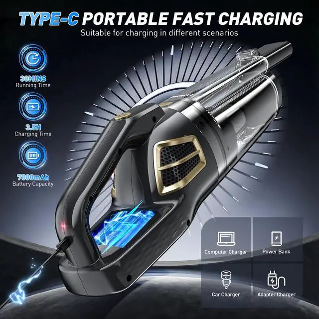 Alt view image 4 of 7 - Handheld Vacuum Cordless, 15000PA Hand Held Car Vacuum Cleaner