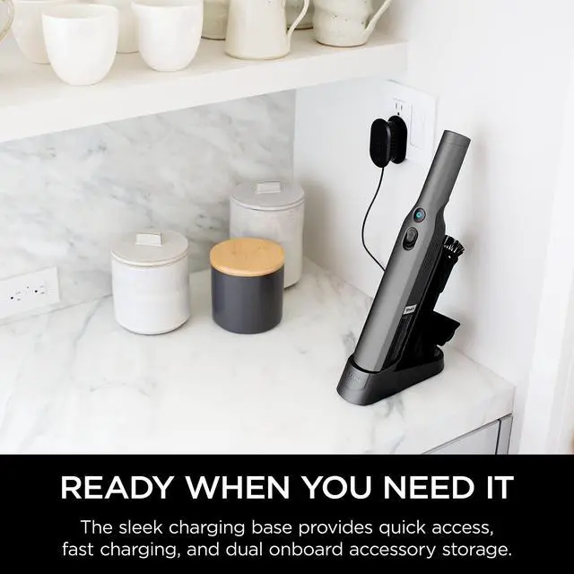 Alt view image 2 of 7 - WV201 WANDVAC Handheld Vacuum, Lightweight at 1.4 Pounds with Powerful Suction, Charging Dock, Single Touch Empty and Detachable Dust Cup,Graphite, Slate
