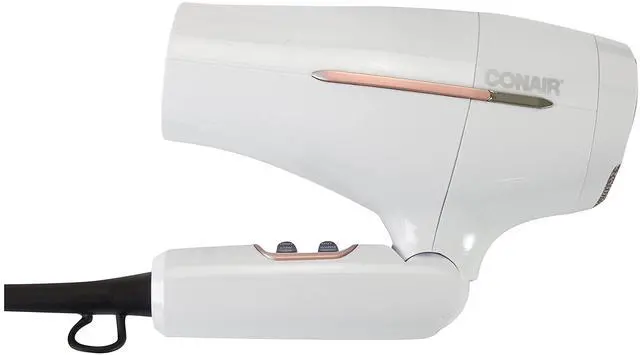 Alt view image 2 of 5 - Travel Hair Dryer, Double-Ceramic Design, Foldable Handle, White