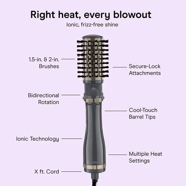 Alt view image 4 of 7 - InfinitiPRO Blow Dryer Brush Set, Rotating, 2" & 1" Brush Heads