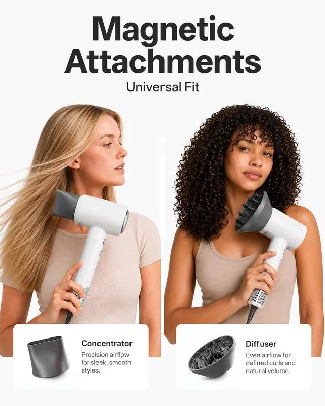 Alt view image 2 of 7 - Hair Dryer Professional High-Speed Ionic Blow Dryer 110,000 RPM, Compact Hair Dryer with Magnetic Diffuser, Fast Drying with Brushless Motor Low Noise Smart Temperature Control-H11