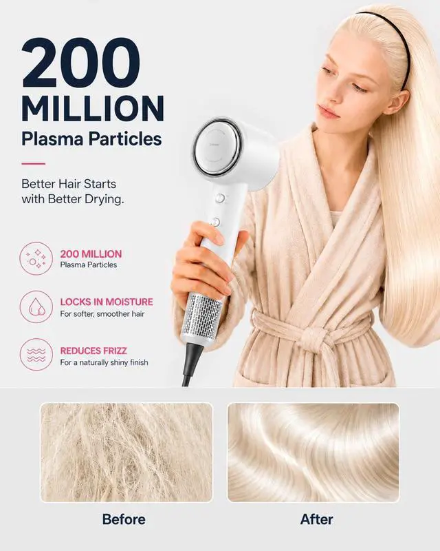 Alt view image 4 of 7 - Hair Dryer Professional High-Speed Ionic Blow Dryer 110,000 RPM, Compact Hair Dryer with Magnetic Diffuser, Fast Drying with Brushless Motor Low Noise Smart Temperature Control-H11