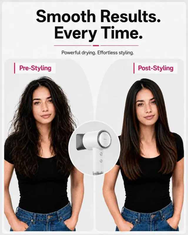 Alt view image 7 of 7 - Hair Dryer Professional High-Speed Ionic Blow Dryer 110,000 RPM, Compact Hair Dryer with Magnetic Diffuser, Fast Drying with Brushless Motor Low Noise Smart Temperature Control-H11