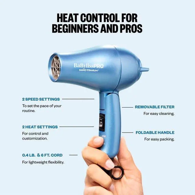Alt view image 5 of 7 - The Traveler Folding Hair Dryer with Concentrator, 1000w
