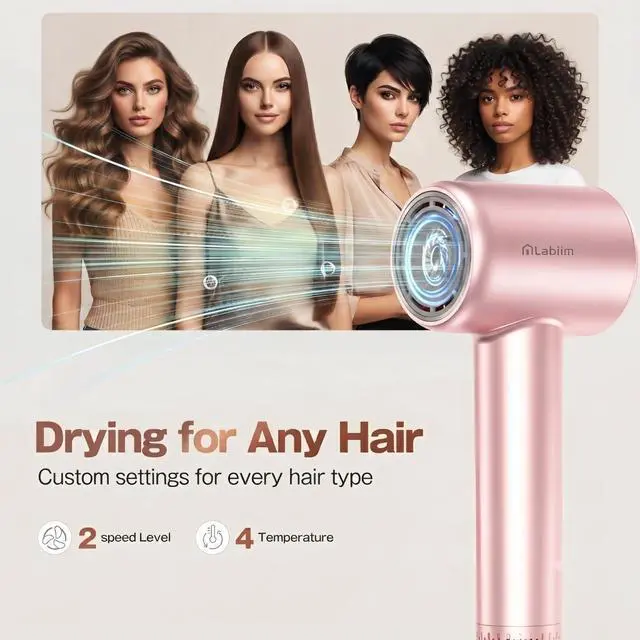 Alt view image 4 of 7 - Hair Dryer, High-Speed Ionic Blow Dryer 110,000 RPM Motor, Pink