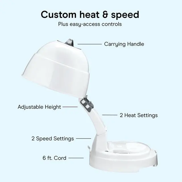 Alt view image 5 of 7 - Bonnet Hair Dryer with Carrying Handle, Adjustable Height, 1875W