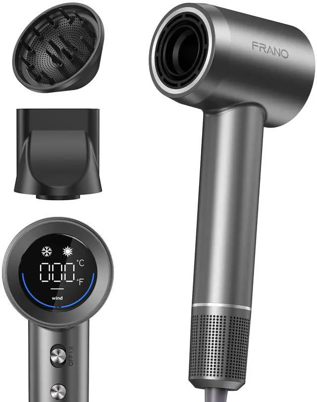 Main image of Hair Dryer for Women, Professional High-Speed & 200 Million Ionic Hairdryer, Fast-Drying Low Noise with Magnetic Diffuser & Nozzle, HD Display, Light and Quiet Hair Blow Dryer, Gifts for Men and Women