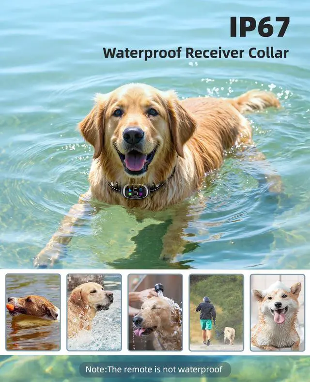 Alt view image 5 of 7 - 2-in-1 Dog Shock Collar and Bark Collar for Dogs 3300FT Dog Training Collar with Remote, IP67 Waterproof e Collar with Anti-Bark/Beep/Vibration/Shock Modes for Small Medium Large Dog(8-120Lbs)