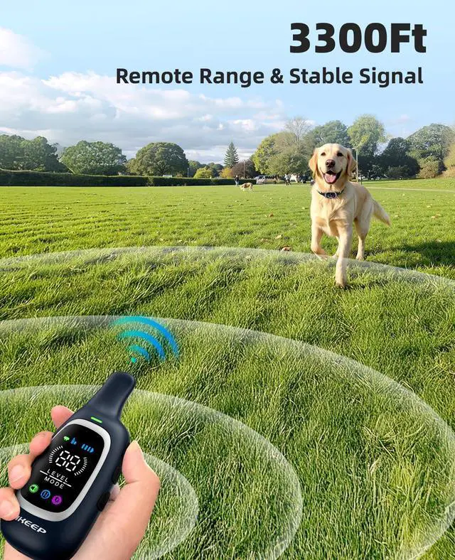 Alt view image 4 of 7 - 2-in-1 Dog Shock Collar and Bark Collar for Dogs 3300FT Dog Training Collar with Remote, IP67 Waterproof e Collar with Anti-Bark/Beep/Vibration/Shock Modes for Small Medium Large Dog(8-120Lbs)