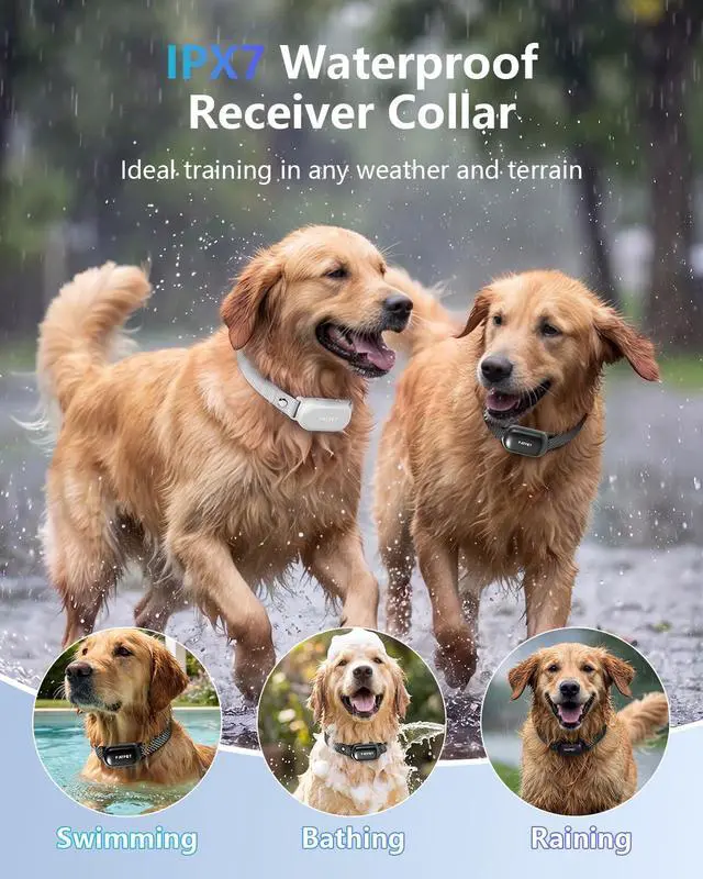 Alt view image 4 of 7 - Shock Collar for Dogs(10-120lbs), 4000ft Rechargeable IPX7 Waterproof Training Collar with Remote for 2 Dogs- Electric Dog Collar for Small Medium Large Dogs 2 Packs
