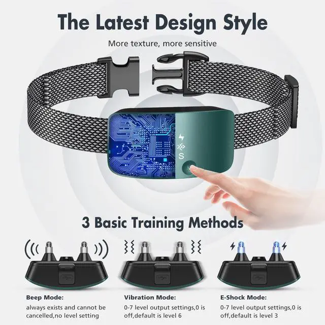 Alt view image 2 of 7 - Bark Collar for Dogs,Rechargeable Anti Barking Training Collar with 7 Adjustable Sensitivity and Intensity Beep Vibration for Small Medium Large Dogs (Blackish Green)