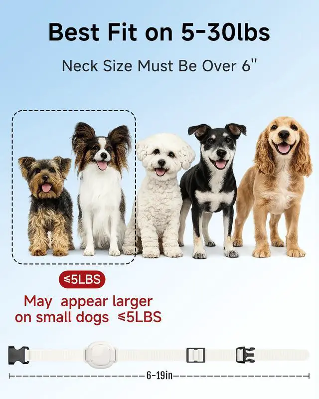Alt view image 6 of 7 - Shock Collar for Small Dogs 5-30lbs -IPX8 Waterproof,White