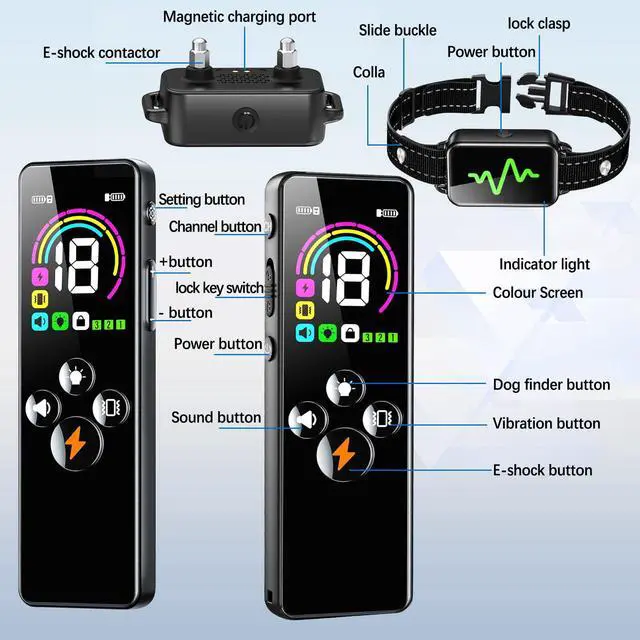 Alt view image 7 of 7 - Dog Training Collar, Dog Shock Collar with Remote Control, 4 Training Modes Vibration, Beep, Shock, IP67 Waterproof Keypad Lock Rechargeable E-Collar for All Breed
