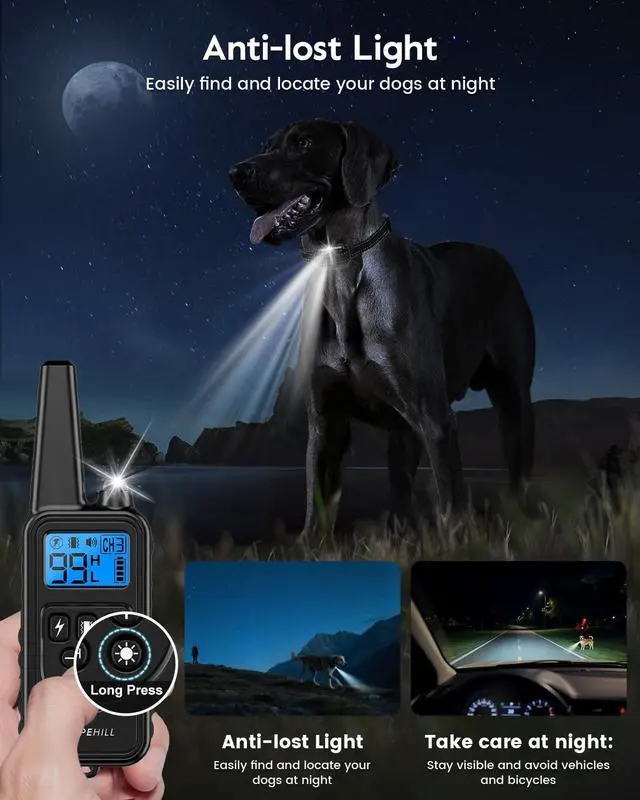 Alt view image 3 of 7 - Dog Training Collar,4200FT Shock Collar for 2 Dogs (8-140lbs)