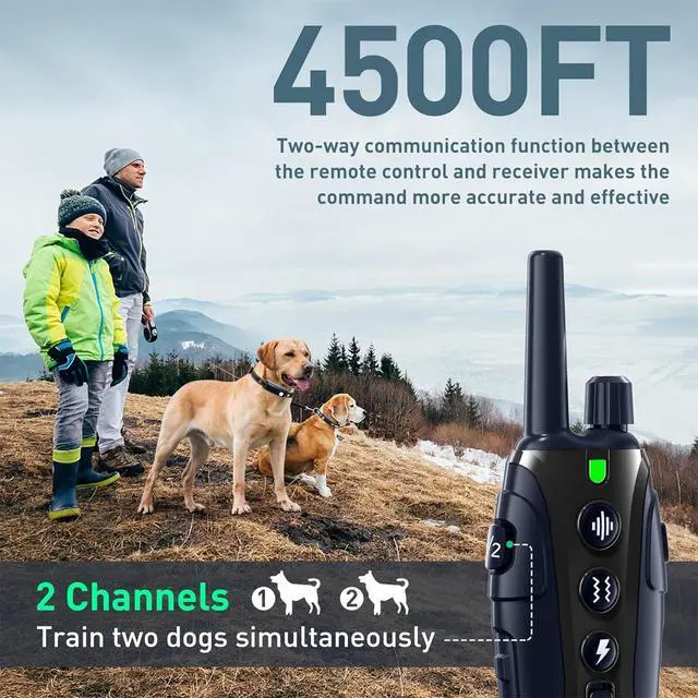 Alt view image 2 of 7 - Dog Shock Collar 2 Dogs(15-150lbs) with Flashing Light for Night Walks,4500FT Dog Training Collar Adjustable Pitch Beep(1-8), Vibration(1-16), Safe Shock(1-99), and Keypad Lock