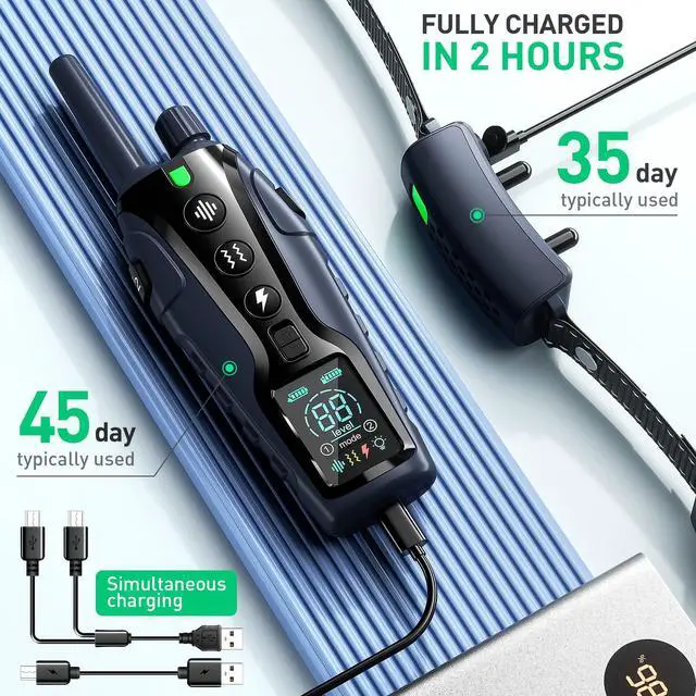 Alt view image 6 of 7 - Dog Shock Collar 2 Dogs(15-150lbs) with Flashing Light for Night Walks,4500FT Dog Training Collar Adjustable Pitch Beep(1-8), Vibration(1-16), Safe Shock(1-99), and Keypad Lock