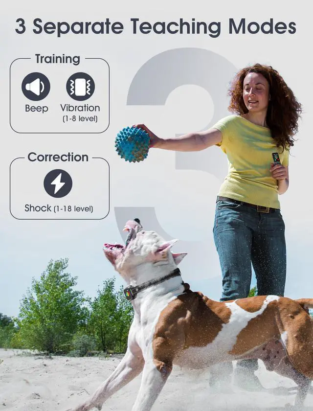 Alt view image 3 of 7 - Dog Training Collar with Remote, Smart Dog Shock Collar with 3 Training Modes and Training Icons, Waterproof Electric Dog Shockers for Large and Medium Dogs (8-120 LBS)