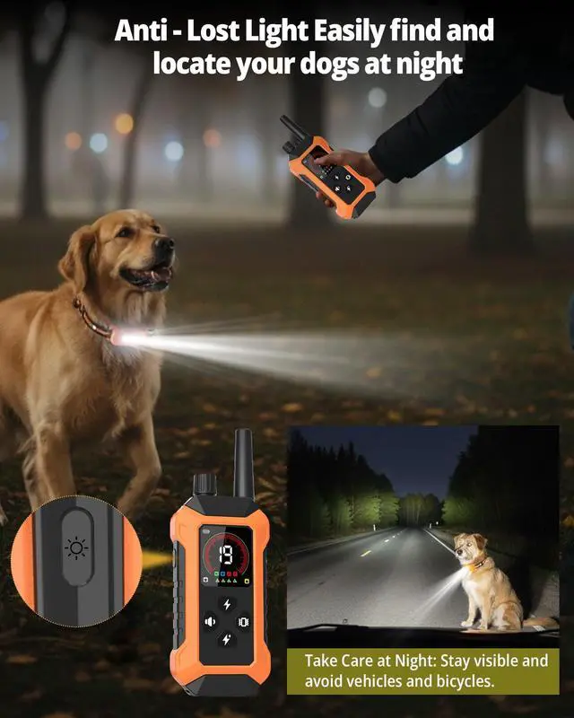 Alt view image 6 of 7 - 3 Dog Shock Collar with Remote Control (5150Lbs), 4400FT Waterproof Training Collar for Dogs 3 Pack 5 Training Modes Rechargeable Electric Dog Collar with Light, E collars for Small Medium Large Dogs