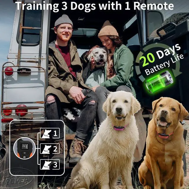Alt view image 3 of 7 - No Shock Dog Training Collar for 3 Dogs, 9 Levels Vibration & Beep, Waterproof Vibrating Dog Collar with Remote 3300ft, Buzz Collar for Small Medium Large Dogs 5-120 lbs - No Prongs