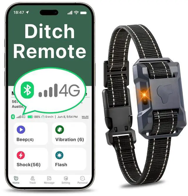 Main image of Bluetooth 4G Dog Shock Collar, Unlimited Dog Training Collar with Remote Control Beep Vibration(116) Safe Shock(199), Rechargeable Waterproof Shock Collar for Dogs 5-120lbs, Small Medium Large