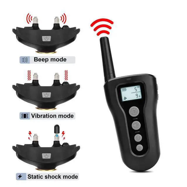 Alt view image 2 of 6 - Dog Training Collar 2 Dogs Upgraded 1000ft Remote Rechargeable Waterproof Electric Shock Collar with Beep Vibration Shock for Small Medium Large Dogs (15lbs - 120lbs)