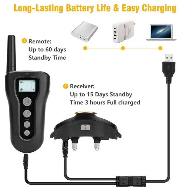 Alt view image 5 of 6 - Dog Training Collar 2 Dogs Upgraded 1000ft Remote Rechargeable Waterproof Electric Shock Collar with Beep Vibration Shock for Small Medium Large Dogs (15lbs - 120lbs)