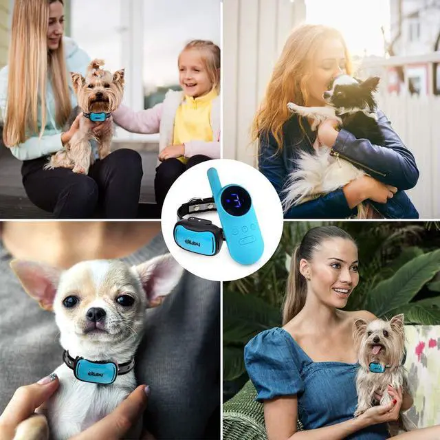 Alt view image 2 of 7 - Tiny Shock Collar for Small Dogs 5-15lbs - Smallest Collar on The Market - Sound, Vibration, & Shock - 9 Intensity Levels - Pocket-Size Remote - Long Battery Life - Water-Resistant (Teal)