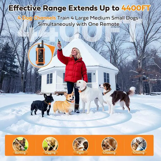 Alt view image 5 of 7 - Dog Shock Collar with Light 2 Pack (5150Lbs), 4400FT Waterproof 2 Dog Training Collar with Remote Control 5 Training Modes Rechargeable Electric Dog Collar, E Collars for Small Medium Large Dogs