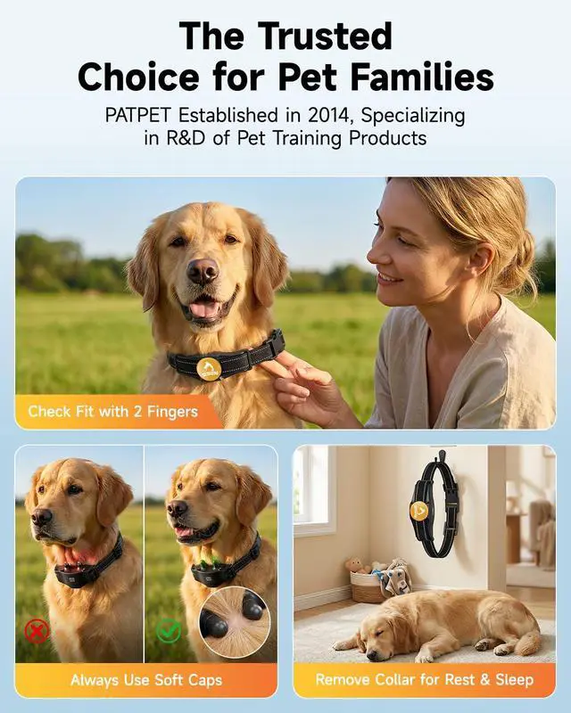 Alt view image 6 of 7 - Dog Shock Collar - Rechargeable Dog Training Collar with Remote for Medium Large Dogs, 3 Training Modes (Beep/Vibration/Shock) IPX7 Waterproof 1000Ft Electric Dog Collar (Black)