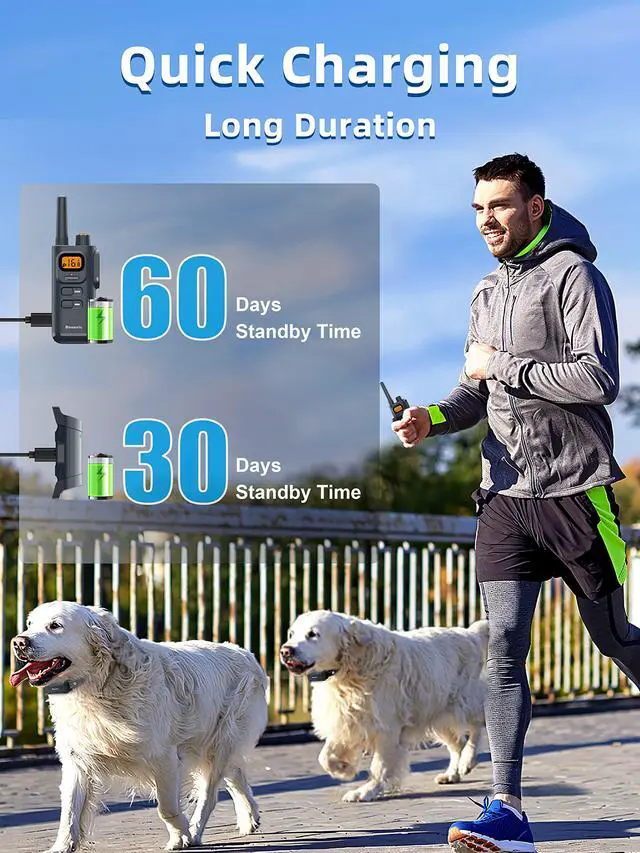 Alt view image 5 of 7 - Dog Training Collar with Remote - 4000ft Waterproof Dog Shock Collars 2 Dogs for Large Medium Small Dogs Rechargeable E Collars for Dogs Training with Beep Vibration Humane Shock(1-16) Mode