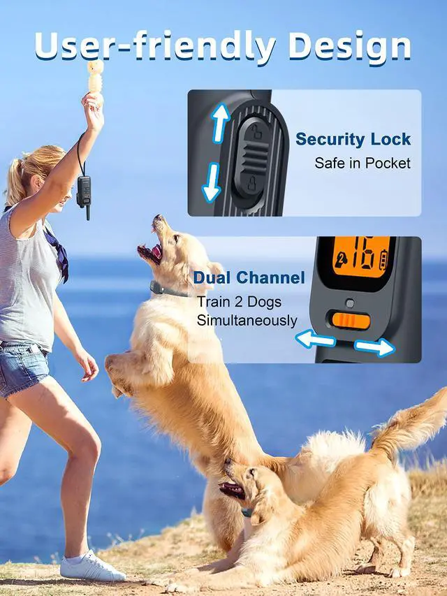 Alt view image 6 of 7 - Dog Training Collar with Remote - 4000ft Waterproof Dog Shock Collars 2 Dogs for Large Medium Small Dogs Rechargeable E Collars for Dogs Training with Beep Vibration Humane Shock(1-16) Mode