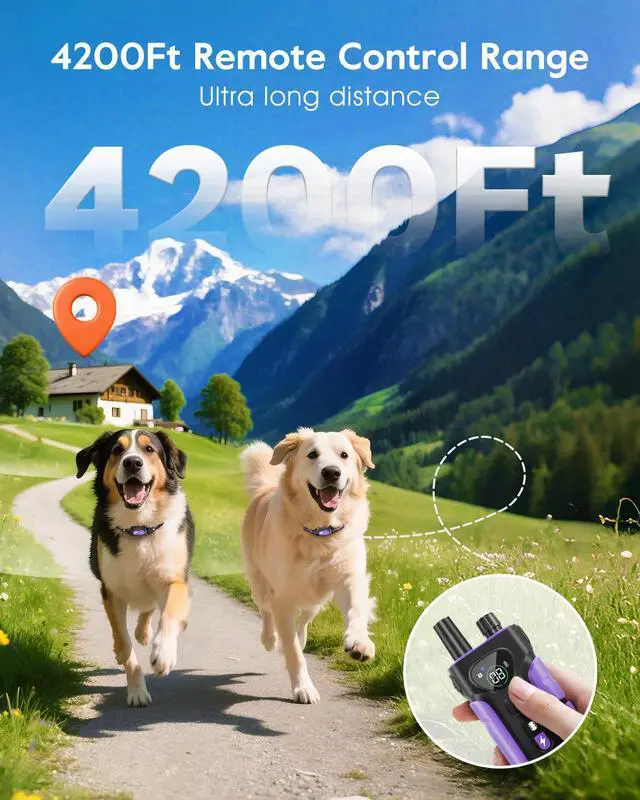 Alt view image 2 of 7 - Dog Shock Collar 2 Dogs (8-140Lbs),4200FT Dog Training Collar