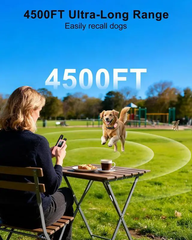Alt view image 3 of 7 - Dog Shock Collar - 4500FT Dog Training Collar with Remote, IPX8 Waterproof Electric Dog Collar with 4 Training Modes, Security Lock, Rechargeable eCollar for 10-120lbs Dogs(Pink)