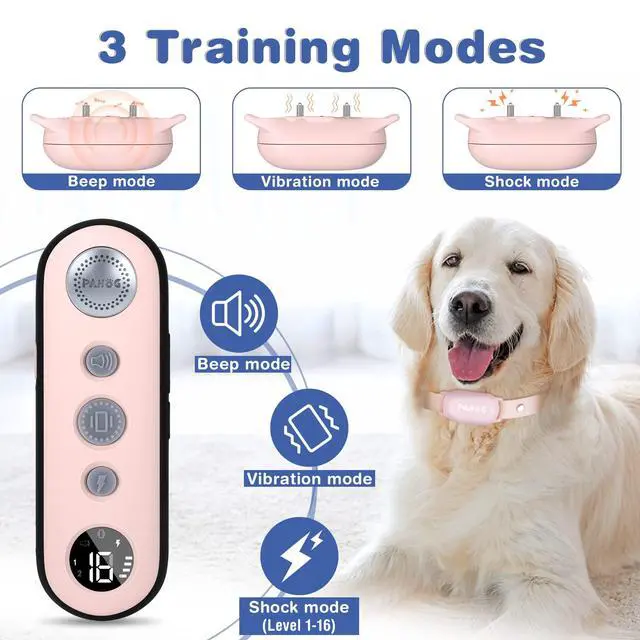 Alt view image 2 of 7 - Dog Shock Collar, Waterproof Dog Training Collar with Remote 1000FT, Rechargeable Electric Shock Collar for Large Medium Small Dogs (8-120 Lbs), 3 Training Modes, Beep, Vibration, Safe Shock